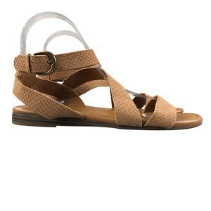 Franco Sarto Women's Size 7.5** Tan Leather Snake Embossed Flats Sandals